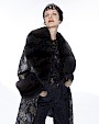  :? Cappotto jacquard con collo e polsi in zibellino