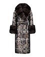 :? Cappotto jacquard con collo e polsi in zibellino