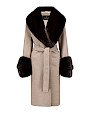  :? Cappotto in cashmere con collo e polsi in visone