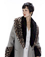  :? Short cashmere coat with ocelot printed mink
