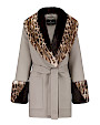  :? Short cashmere coat with ocelot printed mink