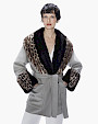  :? Short cashmere coat with ocelot printed mink