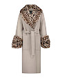  :? Cashmere coat with mink ocelot print