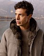  :? Cashmere jersey bomber jacket with sable