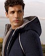  :? Hooded cashmere bomber jacket with plucked mink